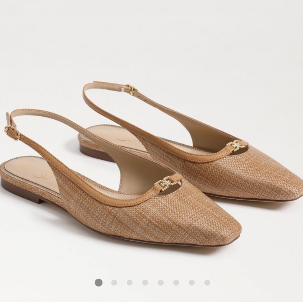 NWT Sam Edelman Cleo Raffia Tan Slingback Flats - Picture 9 of 9